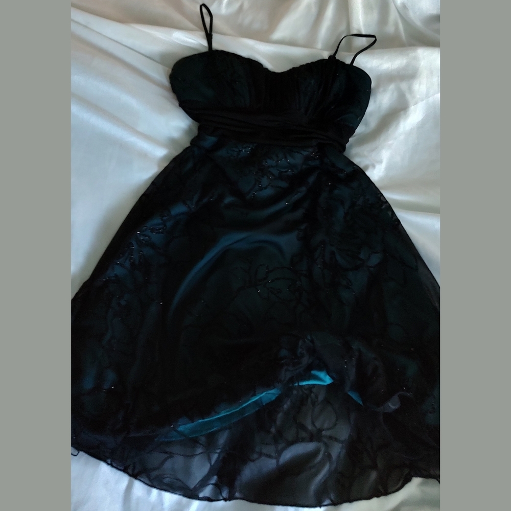 Vintage Y2K Teal Back Emo Fairy Fairycore Whimsygoth Semi Formal Cocktail Dress